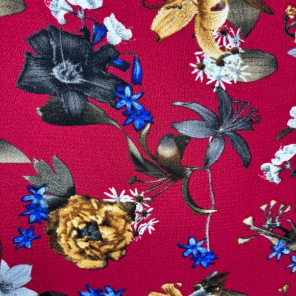 Umgee Red Floral Office Casual Flirty Flutter Sleeves Dress Women's Size… - Picture 8 of 11